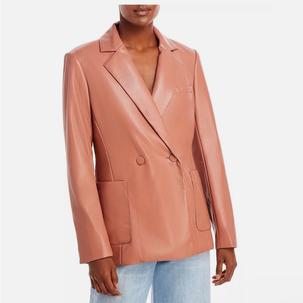 🚨NEVER WORN🚨 Jonathan Simkahi Nisha Faux Leather Pecan Blazer
